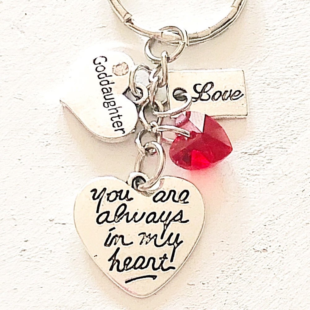 Personalized ♥️ Goddaughter Silver Keychain Gift